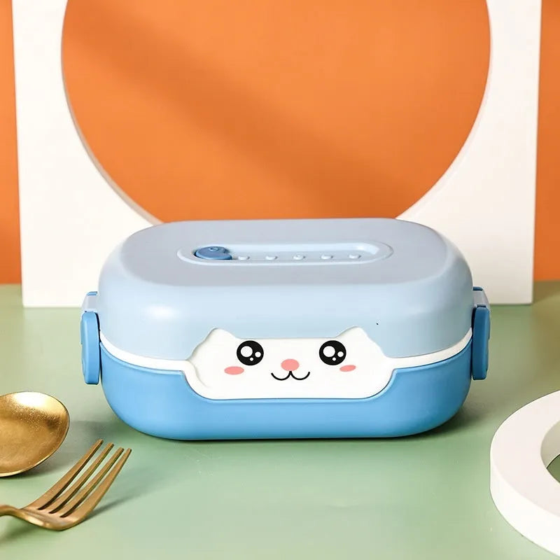 Square divided plastic lunch box in dark blue colour with multiple compartments