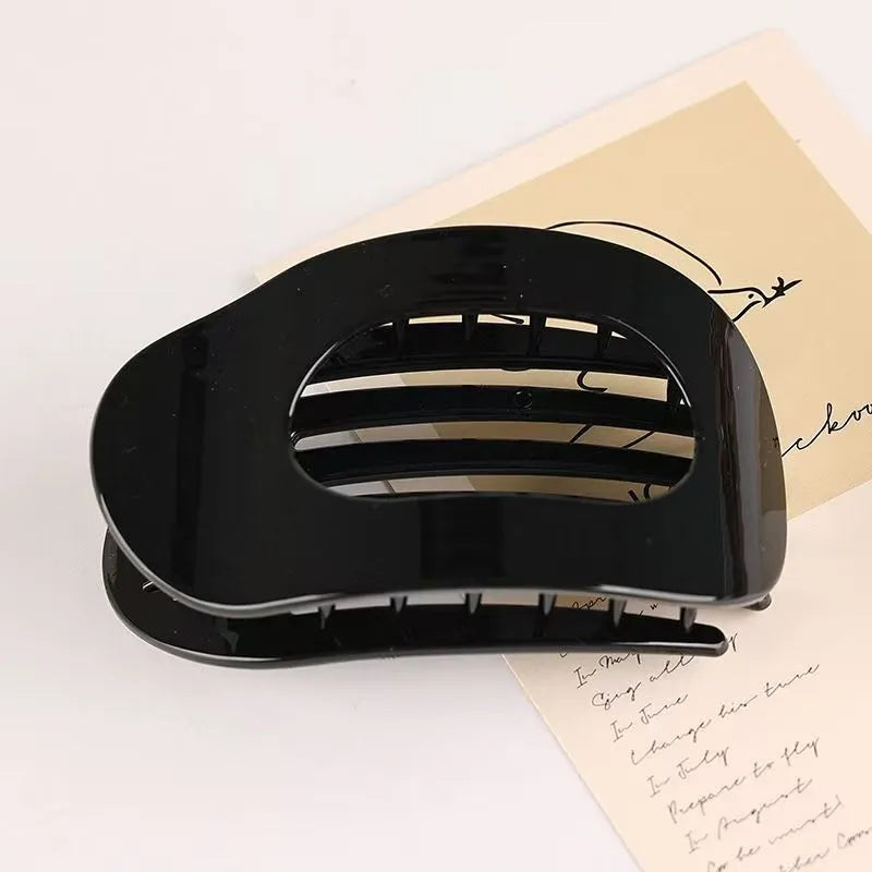 Large duckbill hair clip for women back head updo, matte black finish, baking varnish, simple quadrilateral shape