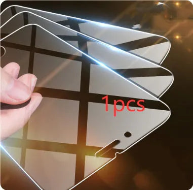 Tempered glass screen protector film for iPhone on a white background.