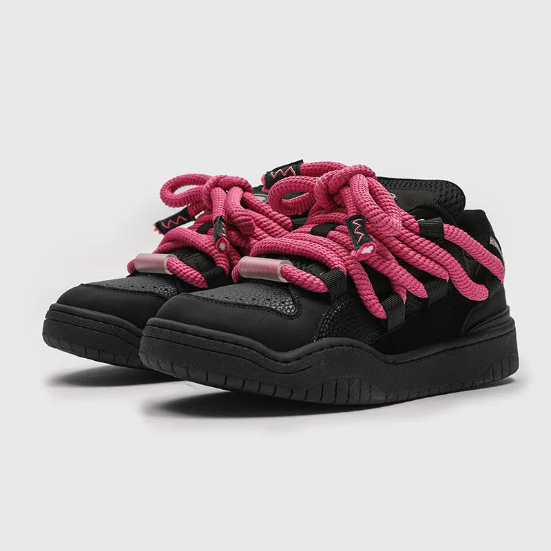 Low-top casual lace-up shoes in Denim Blue with a round toe and flat rubber sole