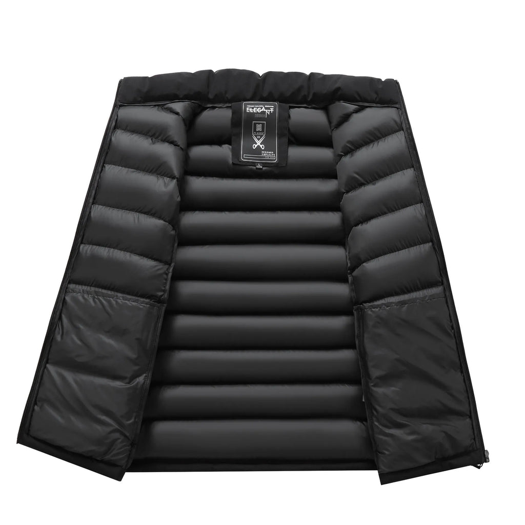 Men's plus size winter coat in black, thickened keep warm design, available up to 5XL