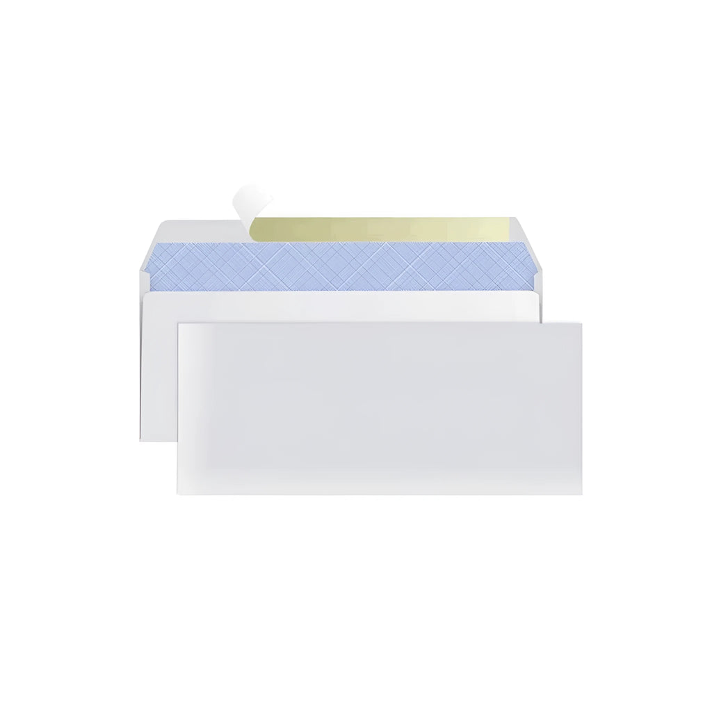 Blue confidential anti-opening self-adhesive security envelope showing size 105x240mm