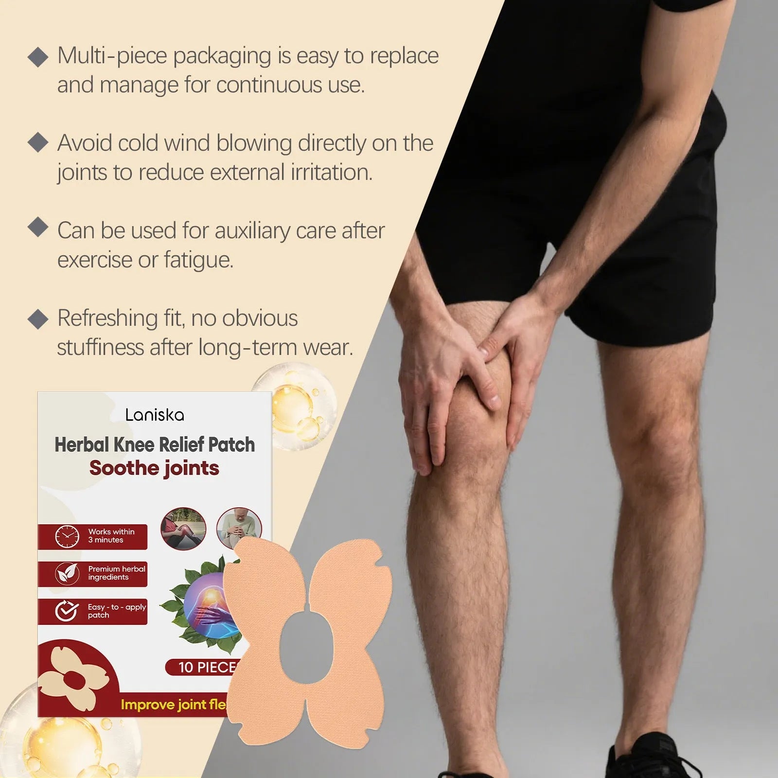 LANISKA box containing 10 herbal moxa and menthol joint care adhesive patches.