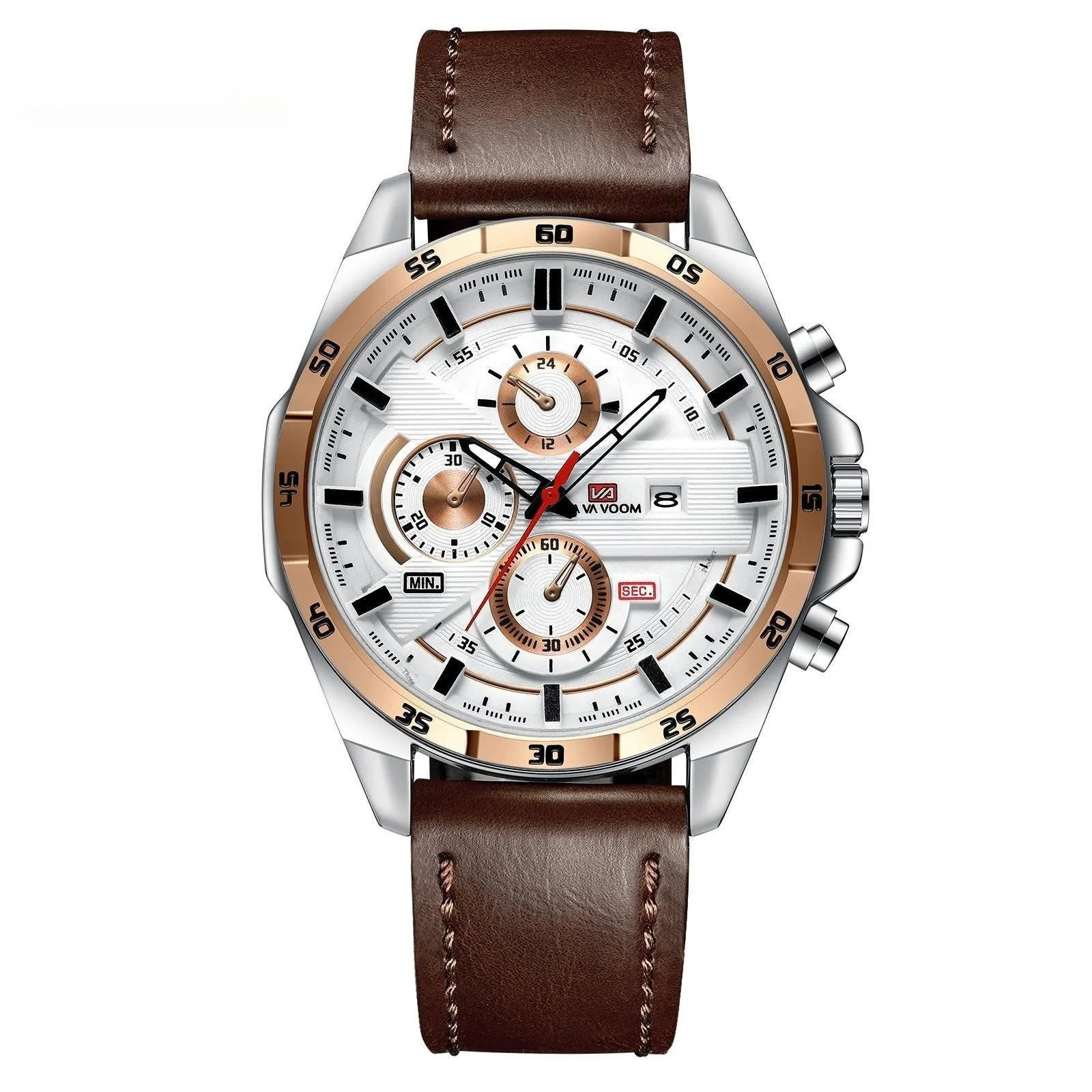 Men's business calendar quartz watch with waterproof design in multiple colour combinations