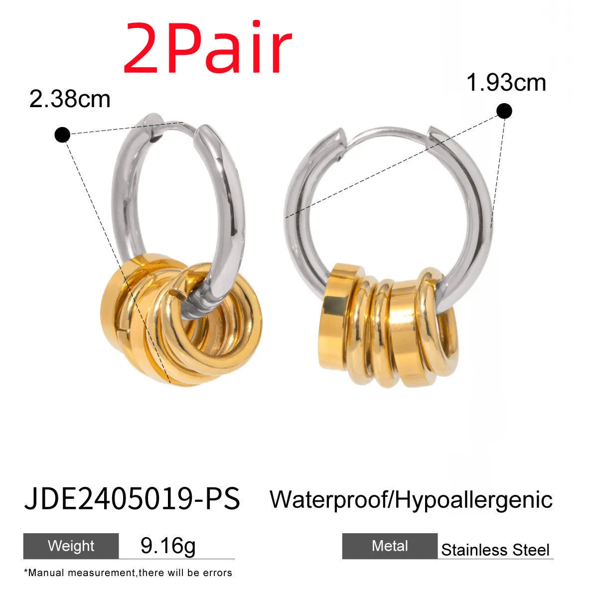 Stainless steel ins style earrings with electroplated finish in JDE2405019 colour.