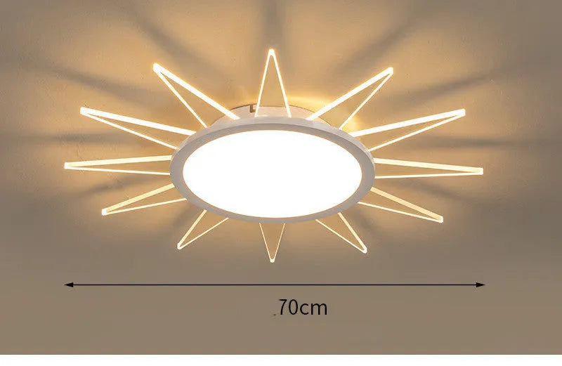 Circular aluminium LED ceiling lamp with remote control dimming in modern design