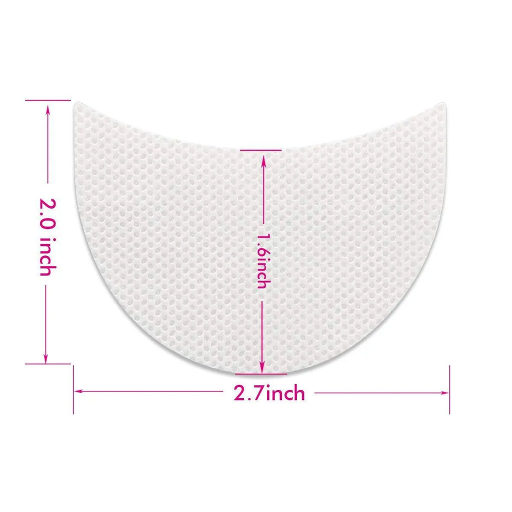 Pack of disposable lint-free self-adhesive eyeshadow shields in half-moon shape for under-eye use.