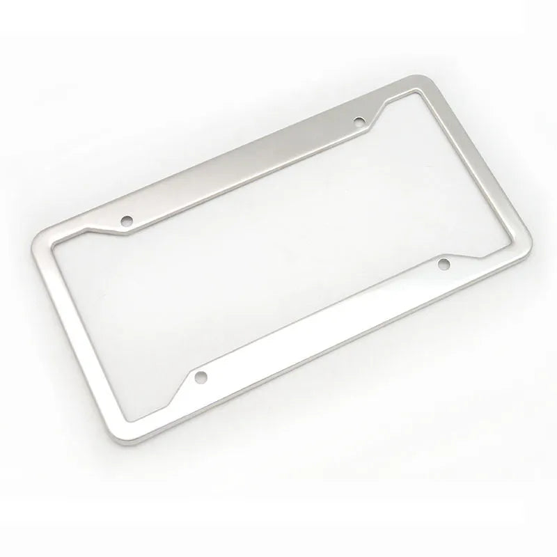 Aluminium alloy stainless steel license plate frame in black, grey, silver, or stainless steel finish.