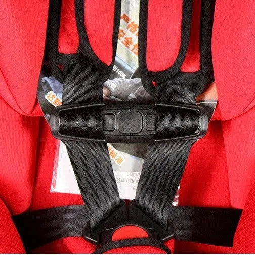 Black nylon seat belt clip for child safety seats with 5-point buckle design