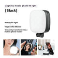 Mini black magnetic mobile phone fill light with ring light and flexible phone holder