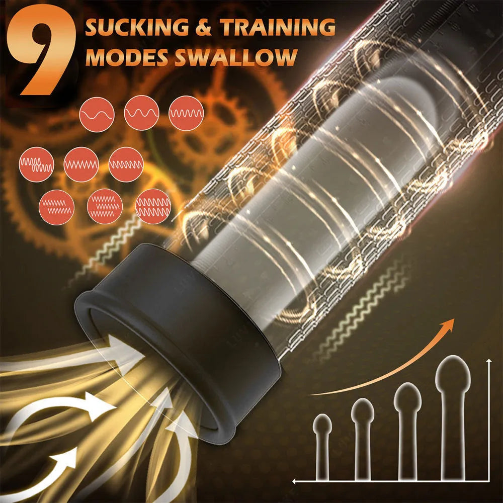 Diqiao coloured male masturbation device with electric pump for negative pressure stretching exercise.