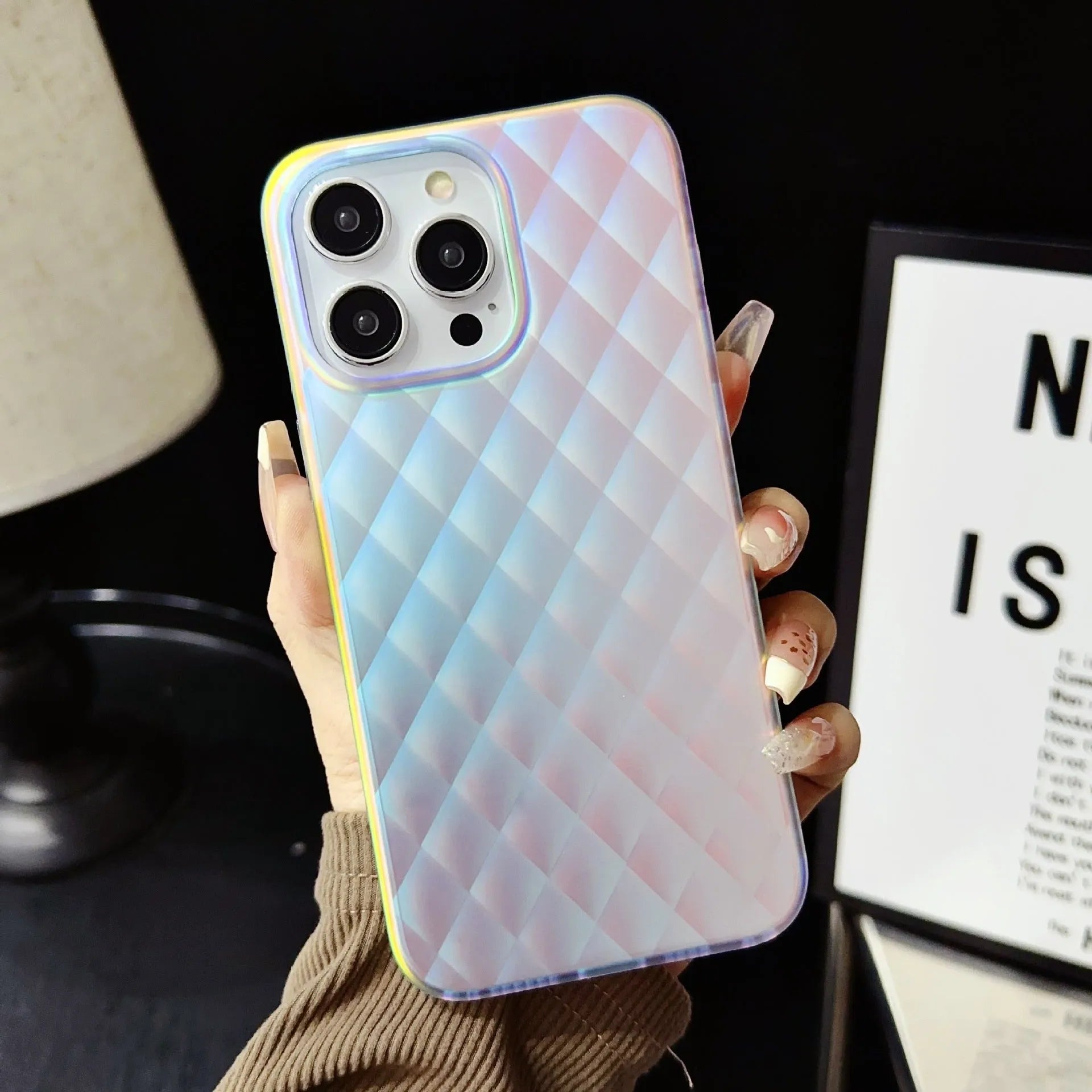 Frosted double-layer drop-resistant protective cover for iPhone 11-16 with colour-changing feather pattern and matte finish