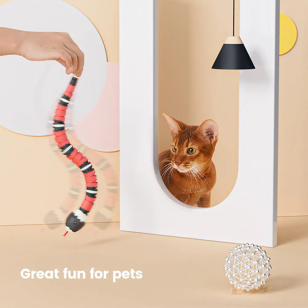 Plastic 40cm interactive electric induction snake toy with motion sensor in realistic snake colour