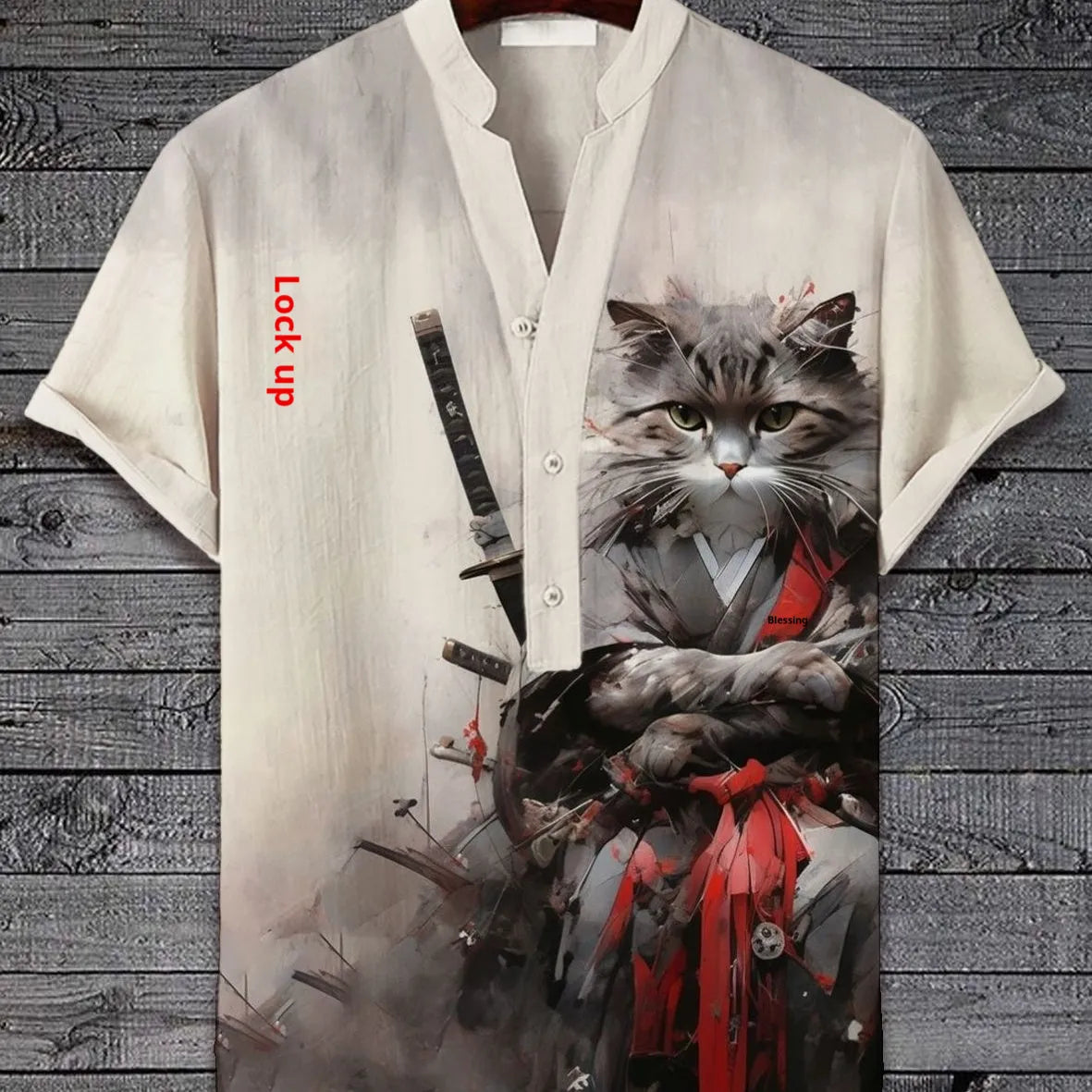Short sleeve casual shirt with a 3D digital animal pattern print, available in various colours and sizes.