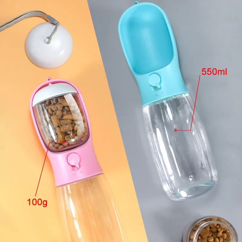 Portable cat dog outdoor brigade kettle water cup 550ml plastic dual-purpose pet bowl