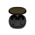 Black PRO30 noise reduction Bluetooth in-ear headphones on a dark background.