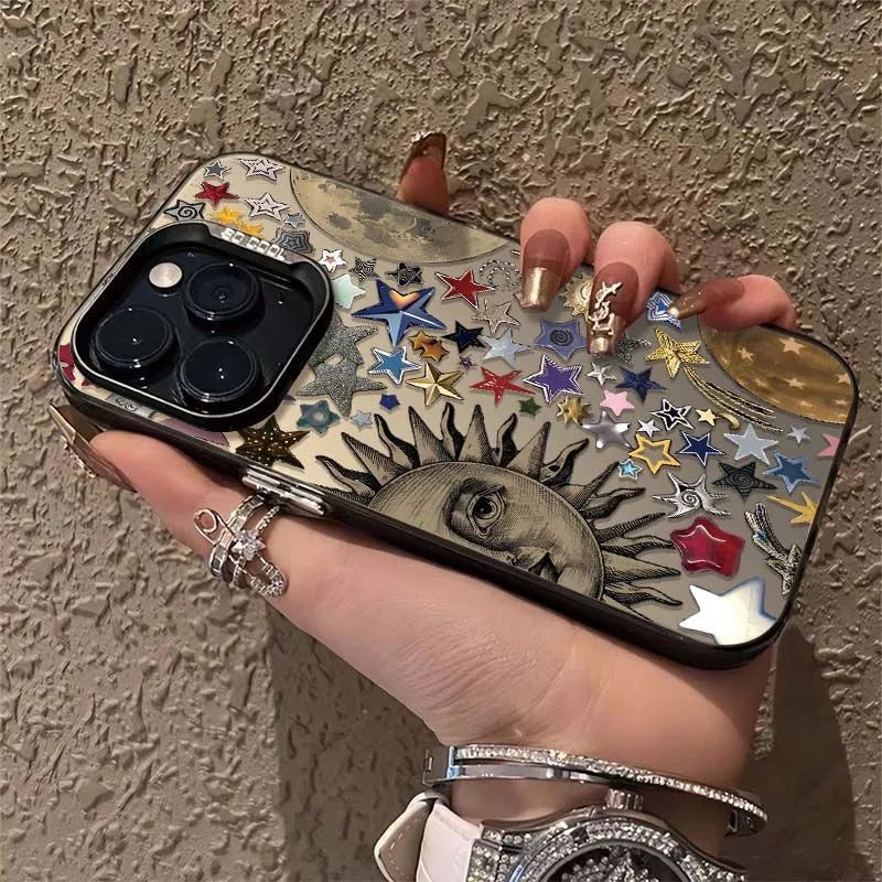 Silicone phone case with Sun Moon silver feather shell design for Apple iPhone models