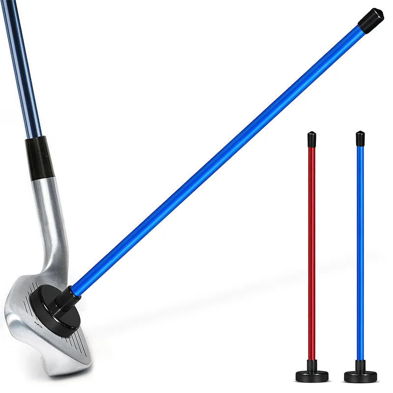 Magnetic baseball bar golf swing trainer in aluminium alloy construction showing blue and red colour options