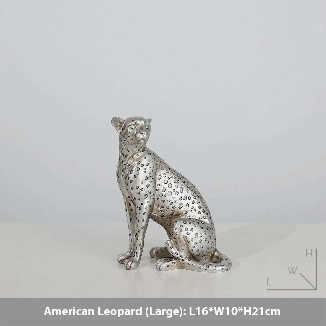 Resin leopard figurine ornament in American Leopard colour pattern for home decoration