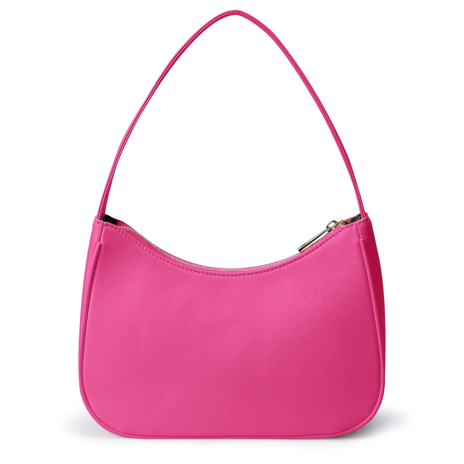 Simple retro waterproof PU leather shoulder bag in apricot colour with adjustable strap.