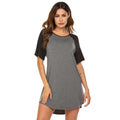 Women's double brushed nightdress with colour contrast patchwork design in ash and grey colour options