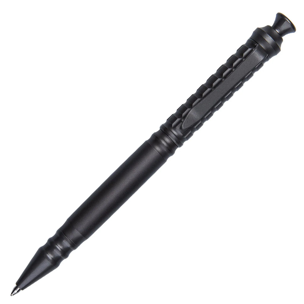 Titanium alloy tactical pen with push-action mechanism in gunmetal grey and 0.5mm nib