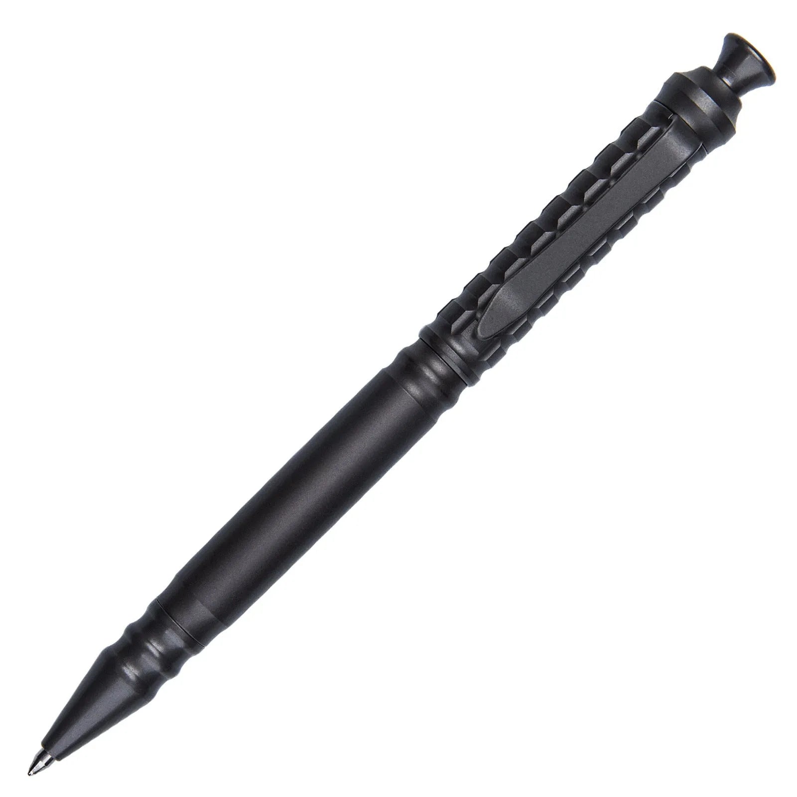 Titanium alloy tactical pen with push-action mechanism in gunmetal grey and 0.5mm nib