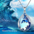 Moonstone blue women's necklace with HAILANG pendant featuring heart-shaped love element