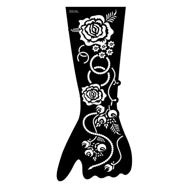 Geometric hollow template tattoo stickers showing intricate cut-out patterns for tattoo stencil applications