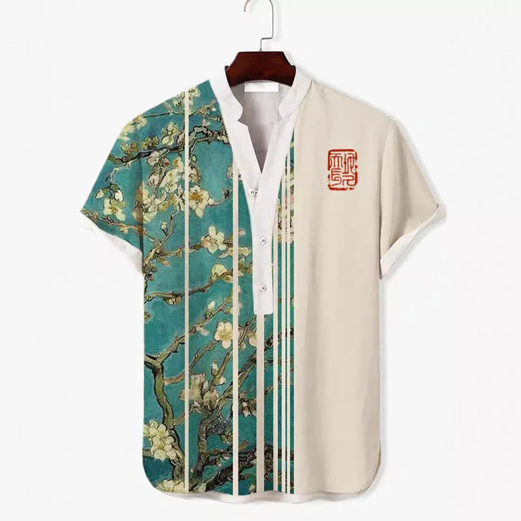 Short sleeve casual shirt with a 3D digital animal pattern print, available in various colours and sizes.