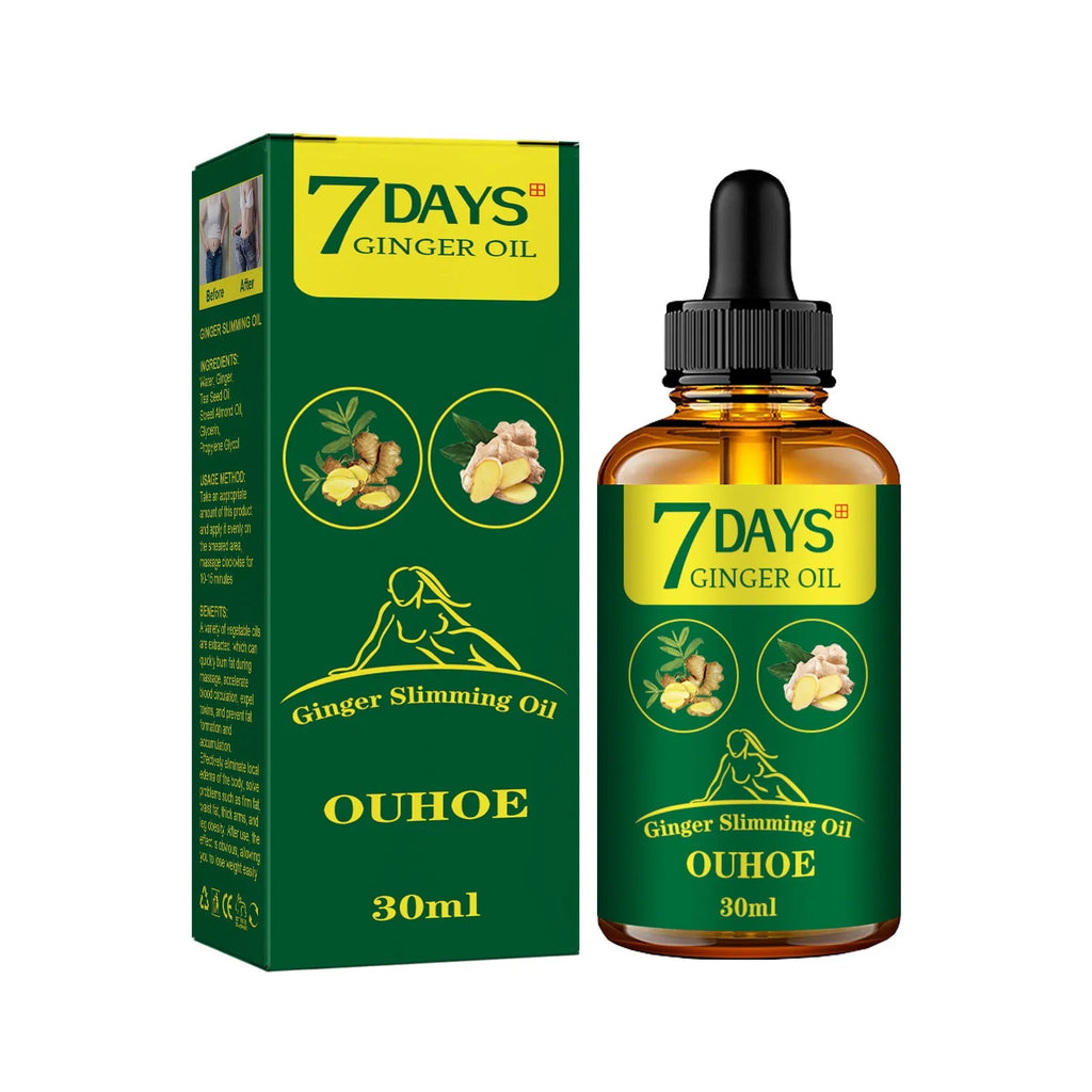 30 ml bottle of ginger firming and slimming body shaping oil.