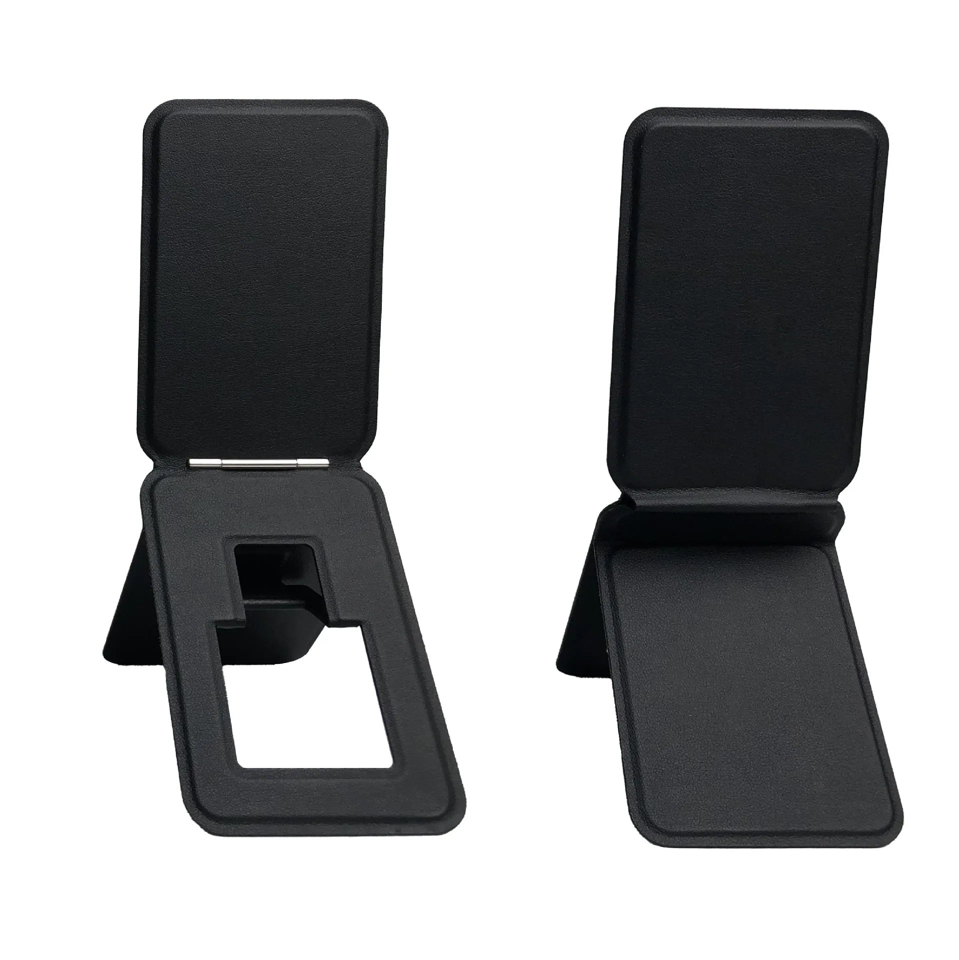 Genuine leather phone back sticker with magnetic three-fold card bag for iPhone in black