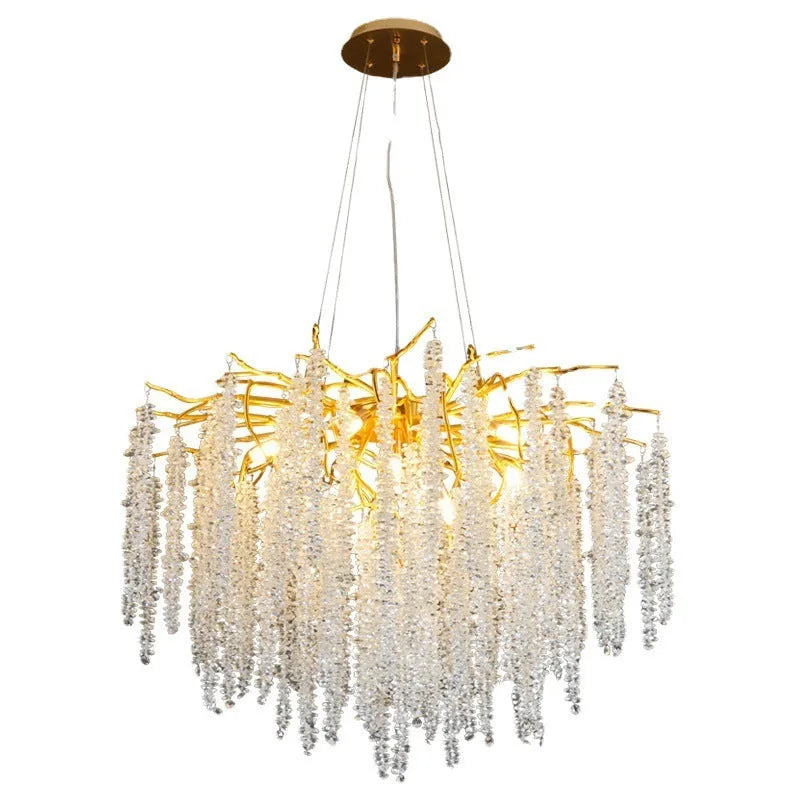 Crystal chandelier light with adjustable suspension and aluminium alloy body