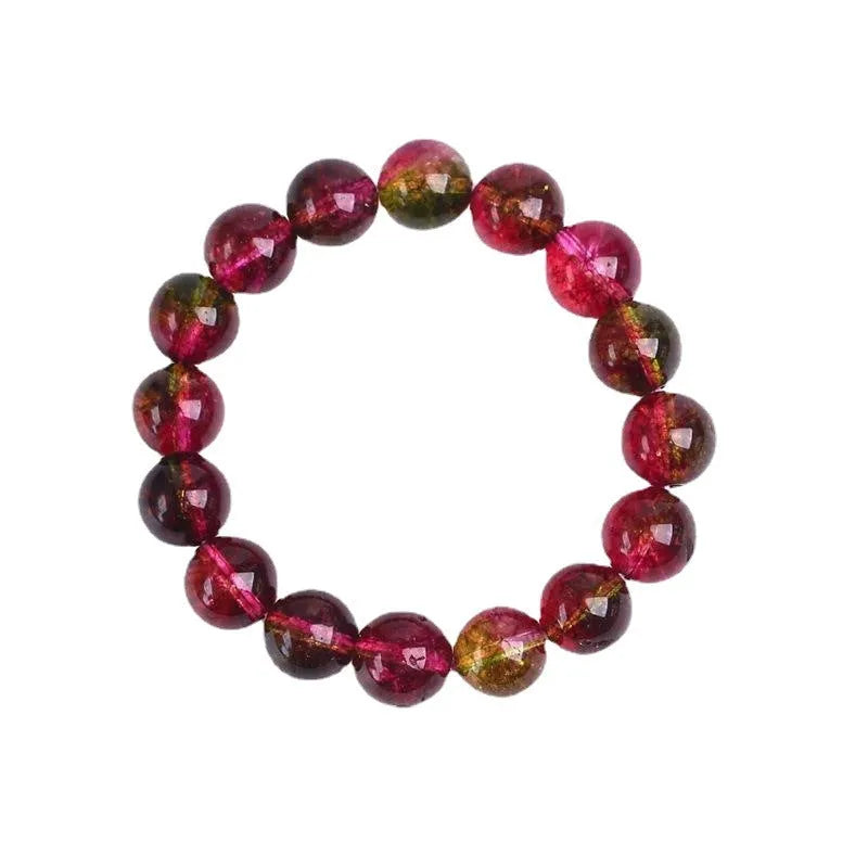 Handcrafted watermelon crystal bracelet for women showing different bead size options.