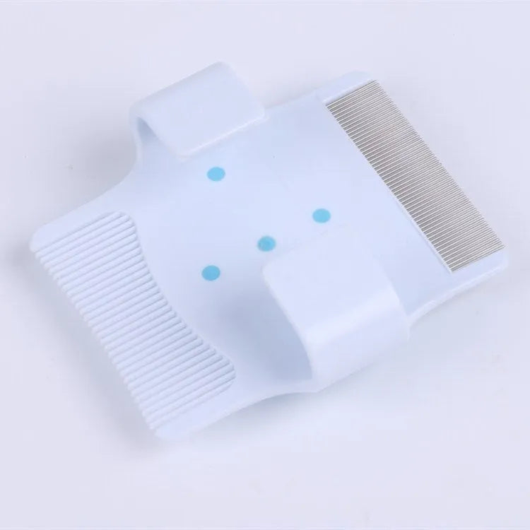 Blue pet grooming comb with floating hair removal feature for dogs and cats