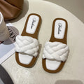 Women's plaid pattern sandals with a thick anti-skid PVC sole in black, green, orange, or white.
