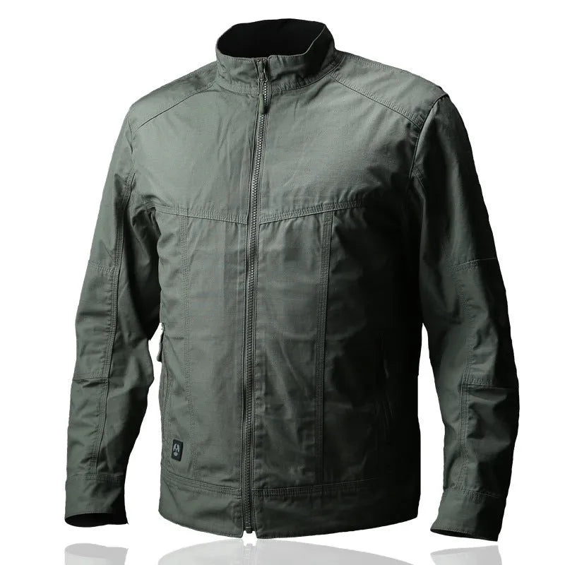 Men's tactical camouflage jacket in polyester fabric showing colour options including CP camouflage.