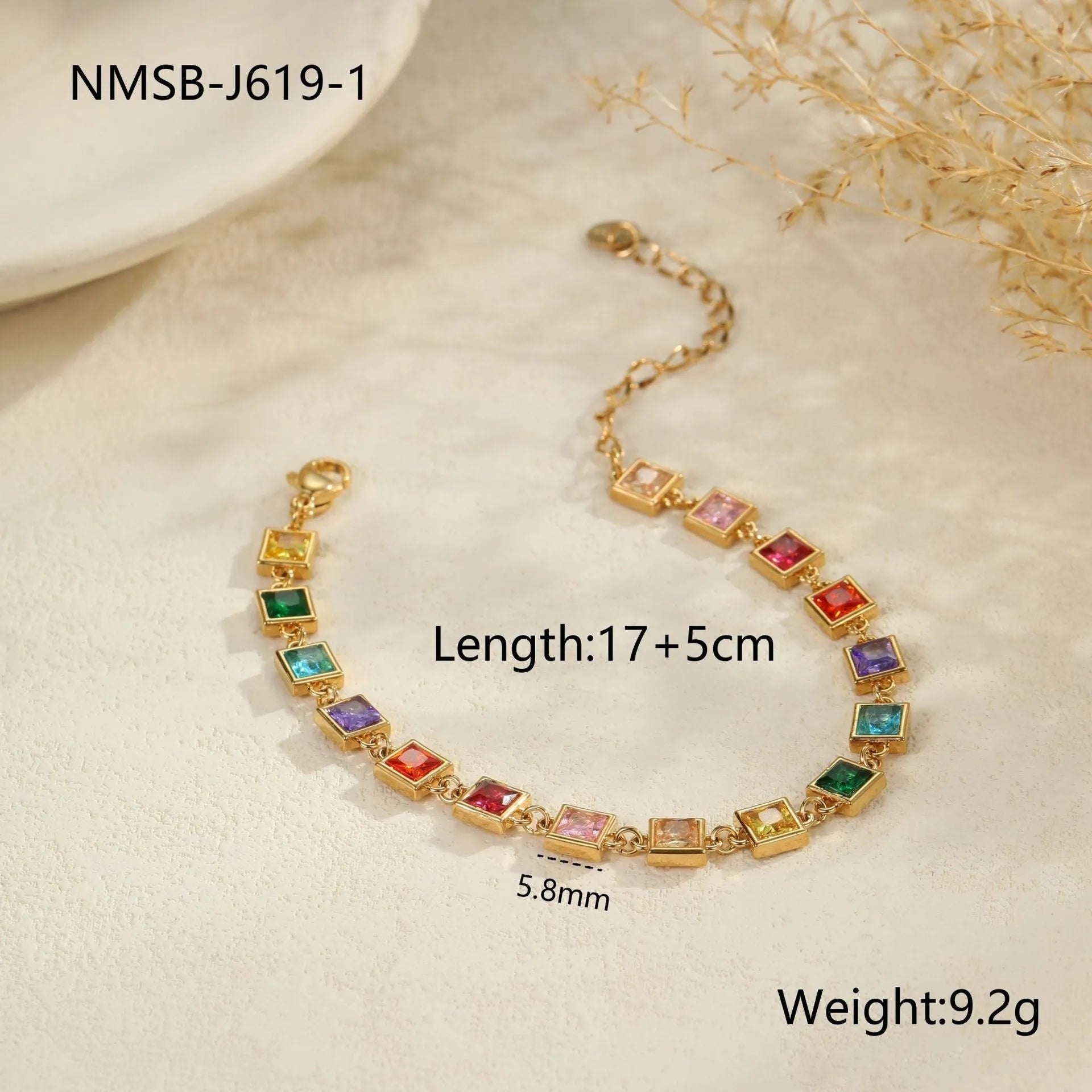 Women's stainless steel bracelet with geometric shapes in gold or silver electroplated finish