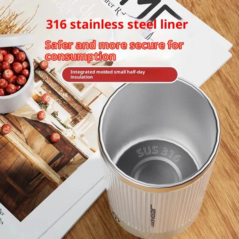 Fully automatic mixing cup 400ml 316 stainless steel electric coffee cup with removable base in beige