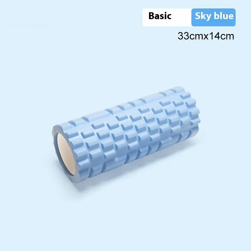 EVA foam roller for fitness in multiple sizes and colours including black, grey, pink, and blue