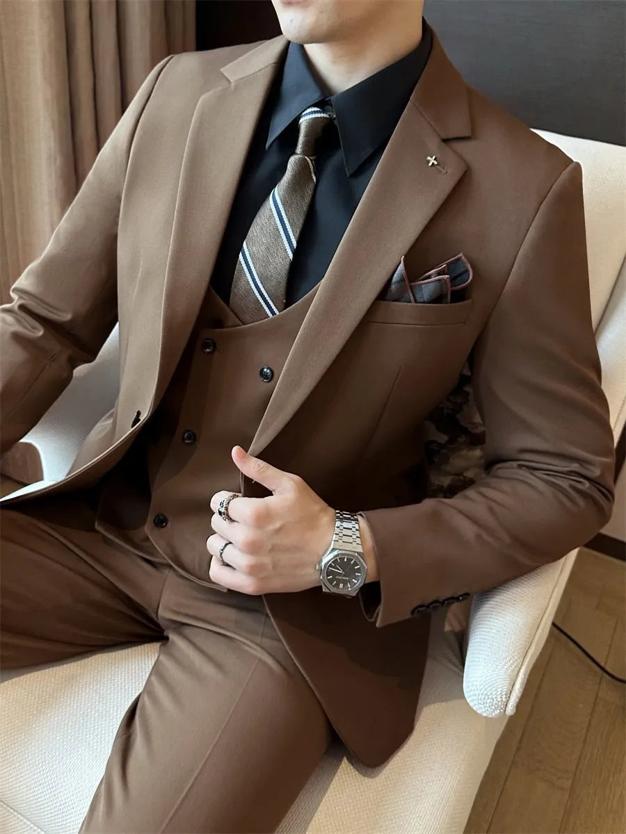 Men's slim fit business formal wear jacket in chemical fibre blend fabric available in multiple sizes