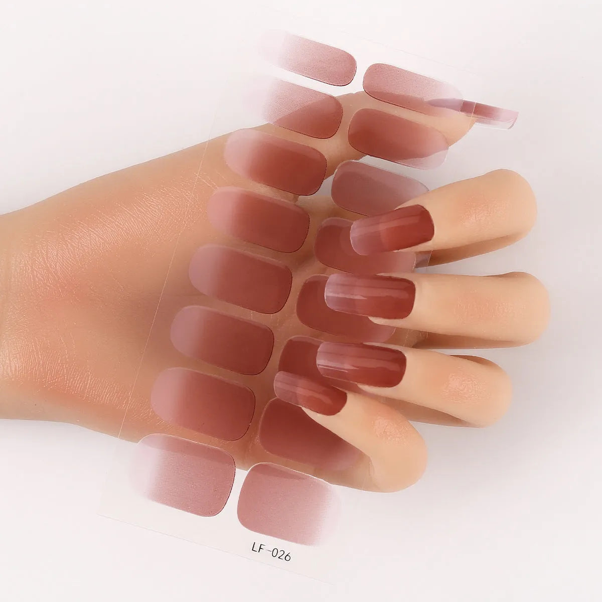Full nail art sticker sheet showing 16 different solid colour designs including European simple nails and floral patterns