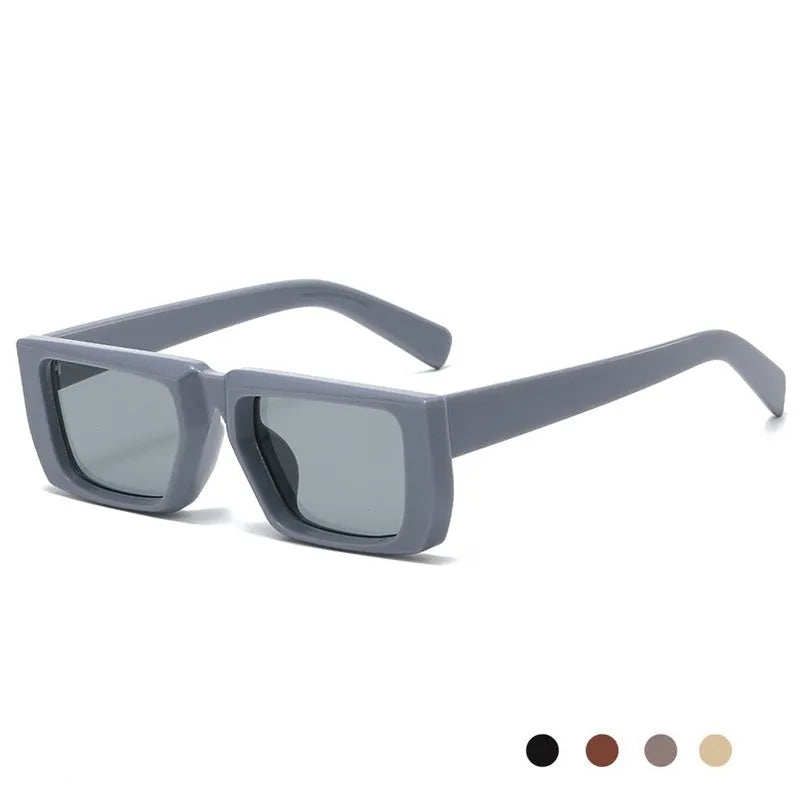 Y2K style sunglasses with UV400 protection in multiple colour combinations including black, grey, and transparent frames