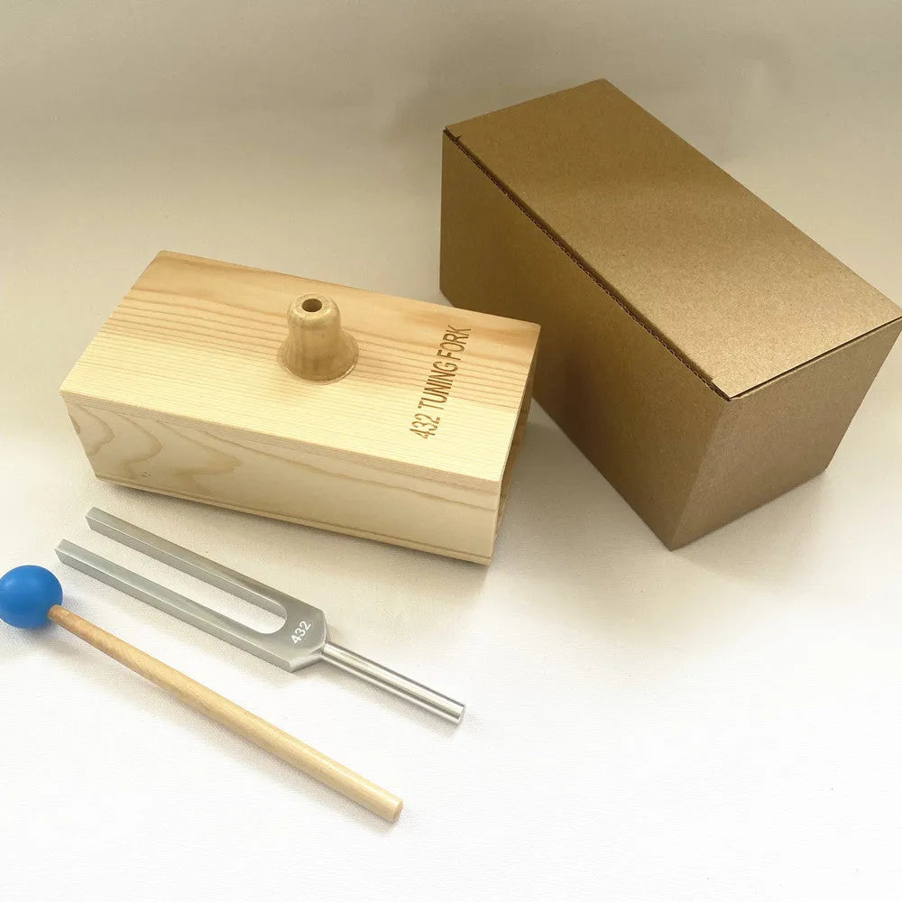432Hz aluminium alloy tuning fork with speaker in kraft paper packaging box