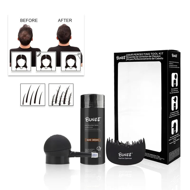 Dense hair fibre powder three-piece set box with nine colour options for thinning hair