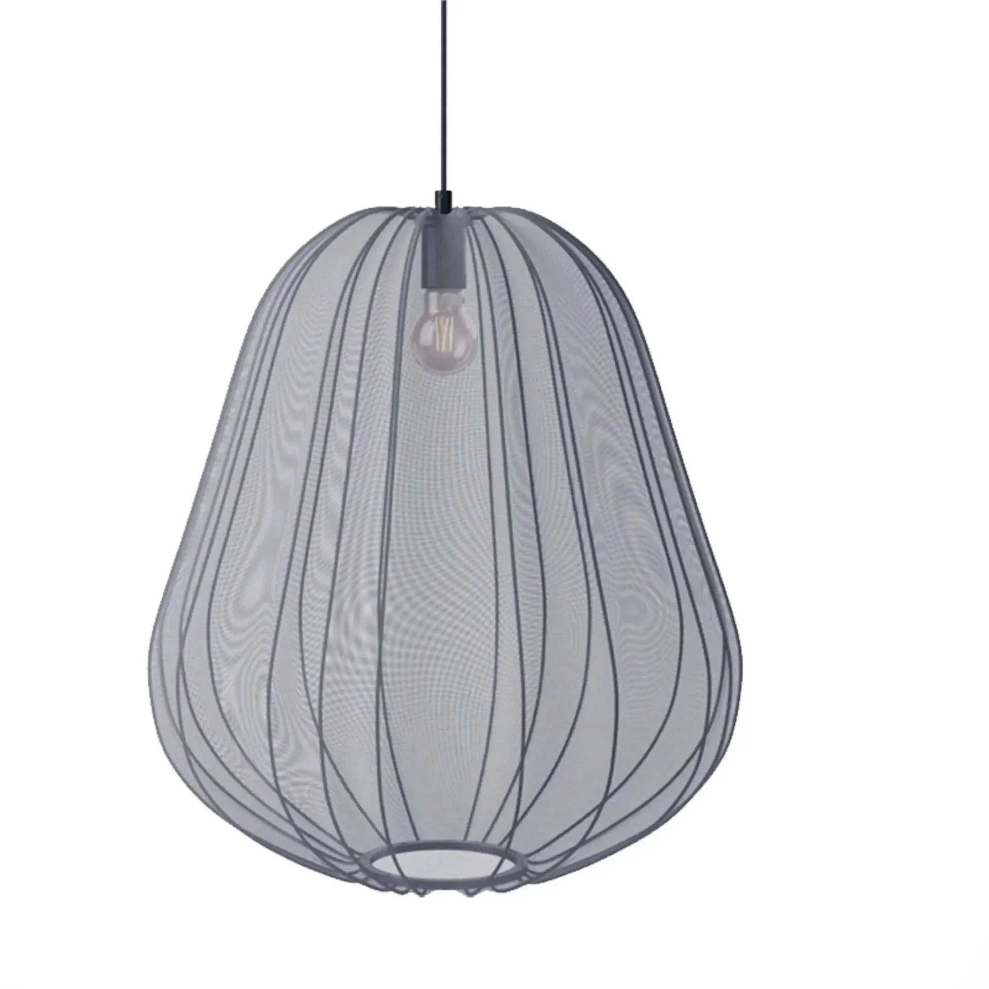 Japanese style pumpkin ceiling lamp with branch design in white finish showing LED illumination