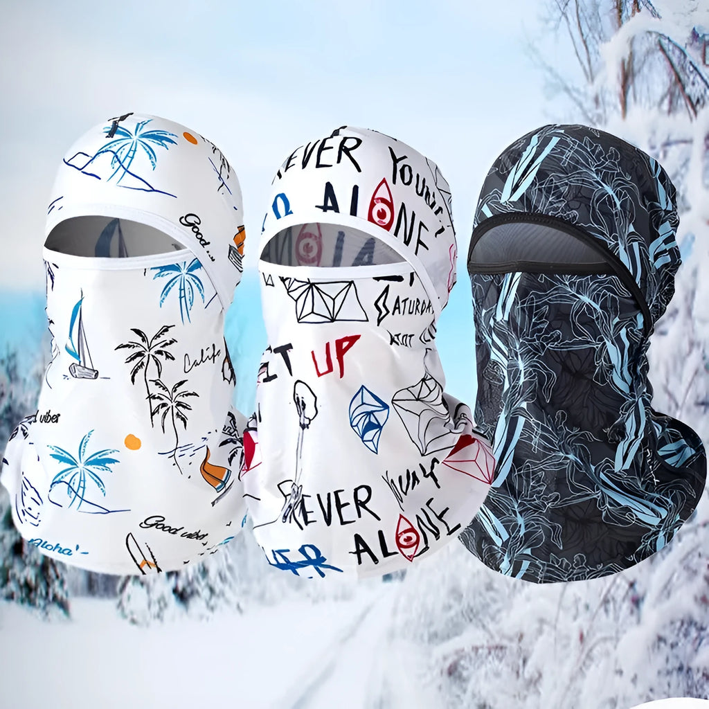 Motorcycle windproof head cover with gloves set in cotton fabric, street-style dome design for autumn winter riding