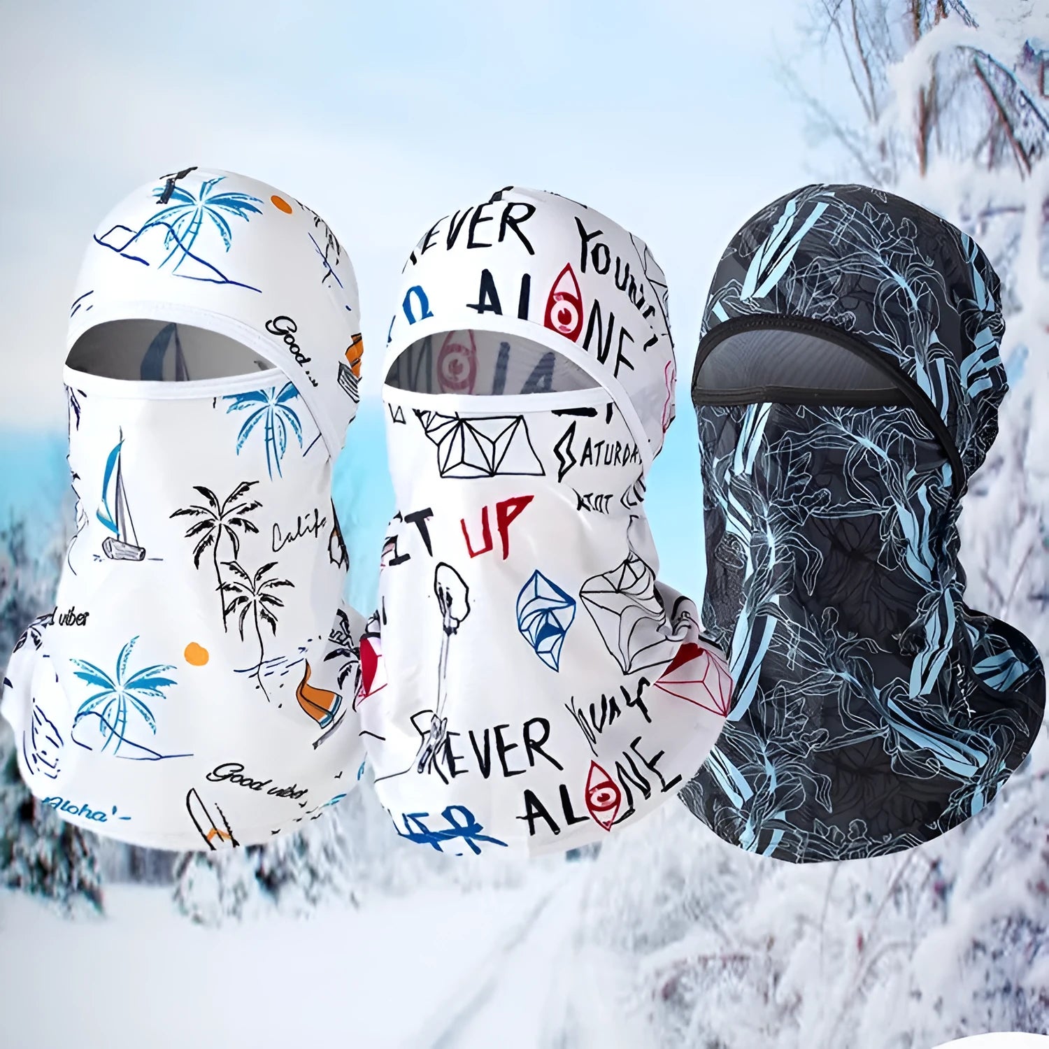 Motorcycle windproof head cover with gloves set in cotton fabric, street-style dome design for autumn winter riding