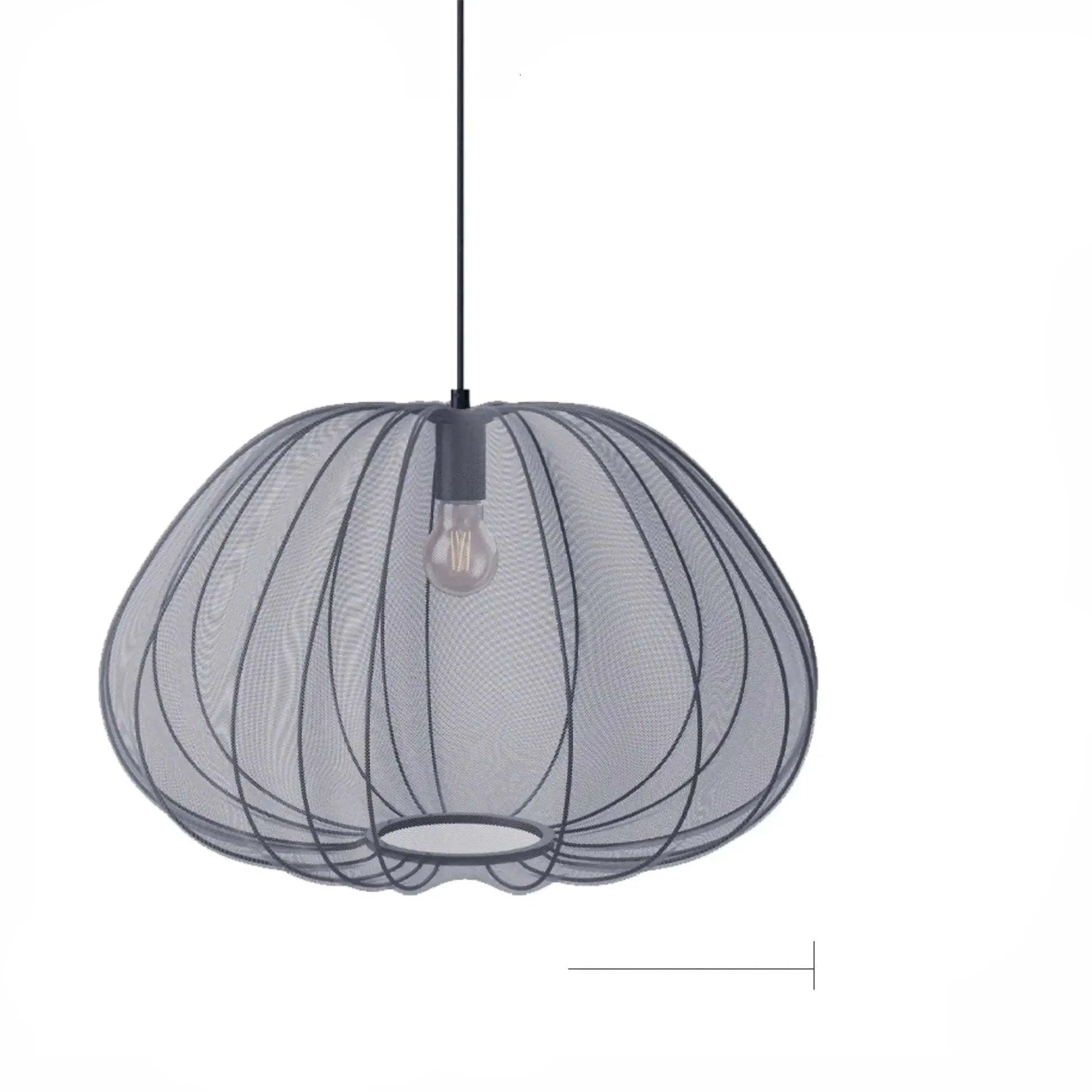 Japanese style pumpkin ceiling lamp with branch design in white finish showing LED illumination