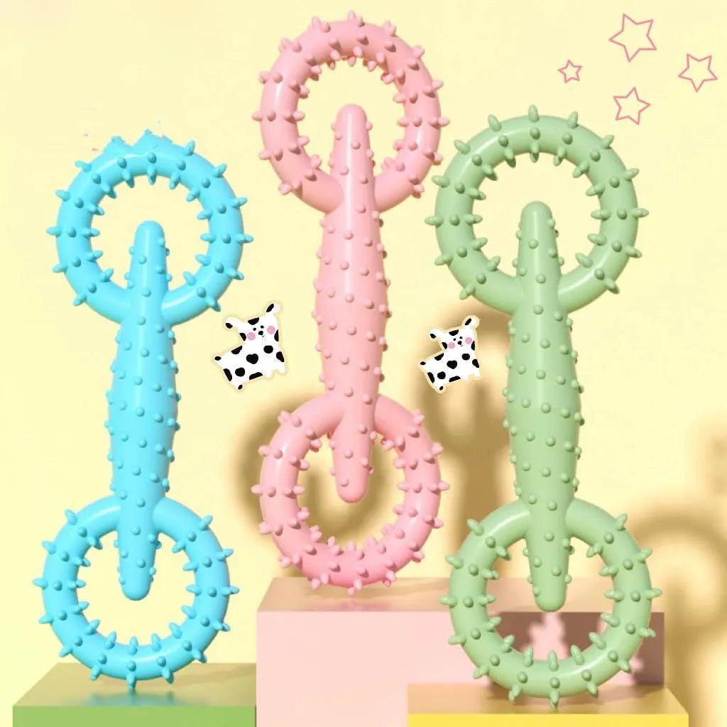 Blue TPR dog chew ring toy for puppies, 16cm diameter safe chewing toy